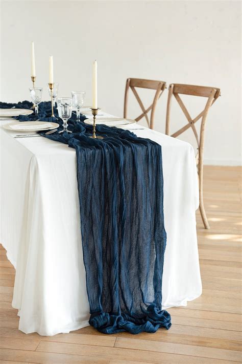 navy blue cheesecloth table runner|navy blue cheesecloth runner.